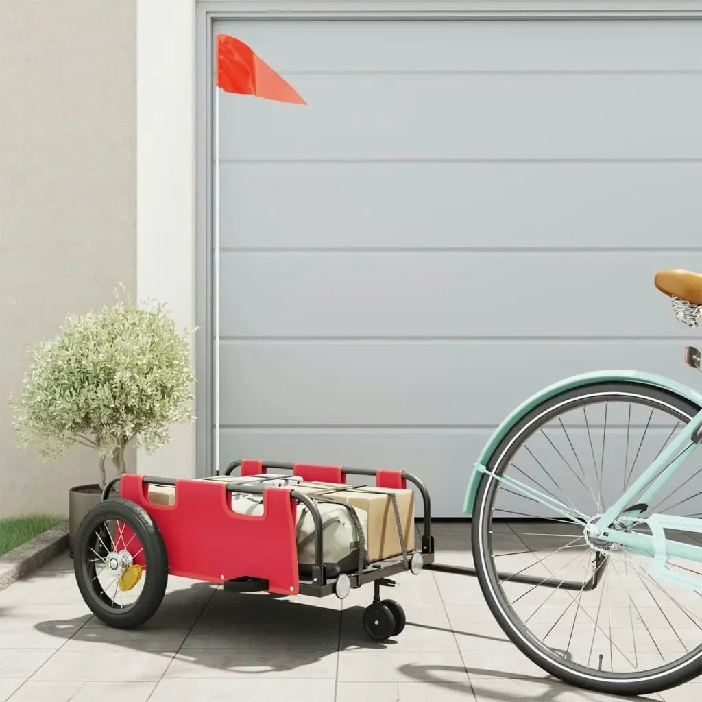 Bike Trailer Red Oxford Fabric and Iron 94181