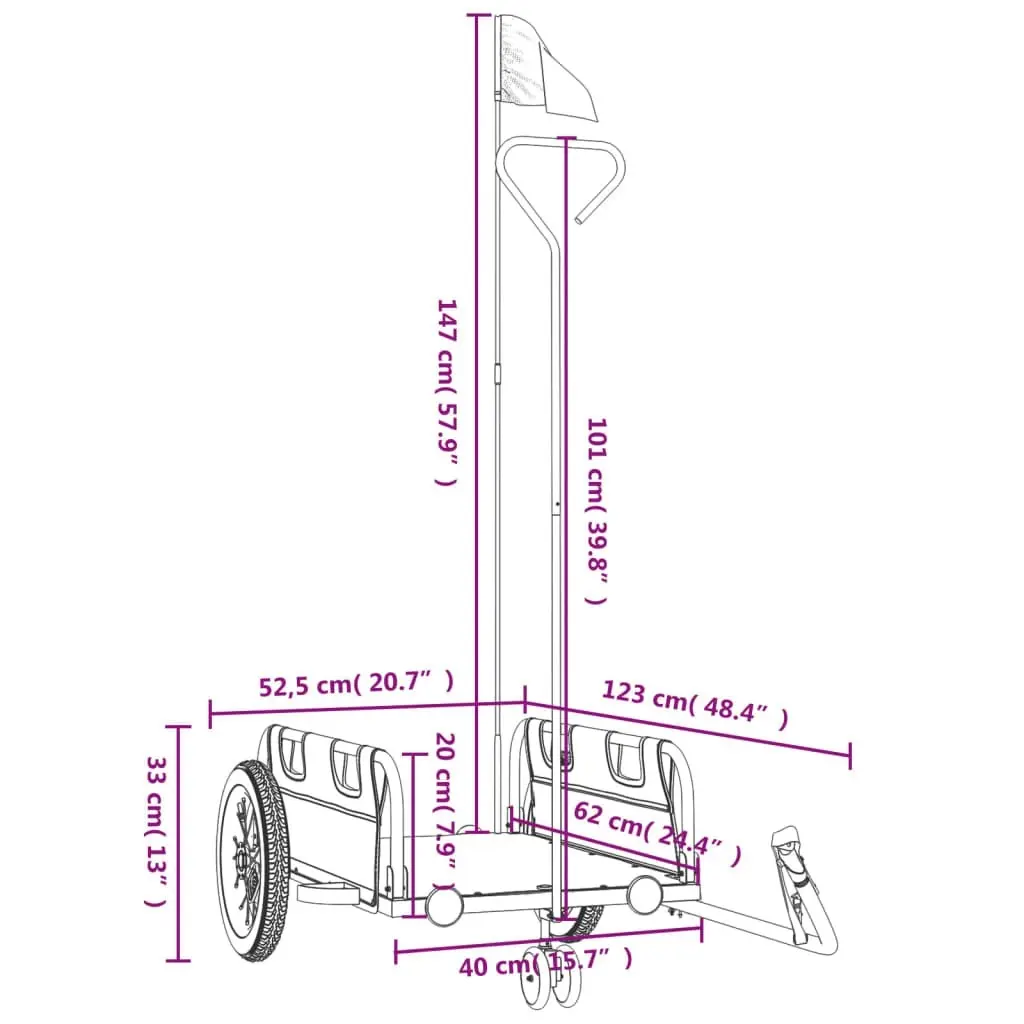 Bike Trailer Red Oxford Fabric and Iron 94181