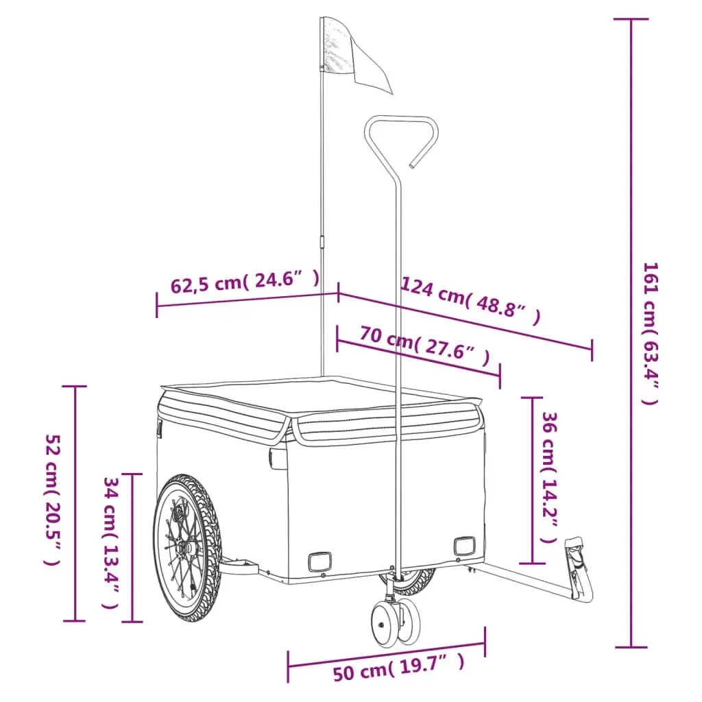 Bike Trailer Black 45 kg Iron 94108