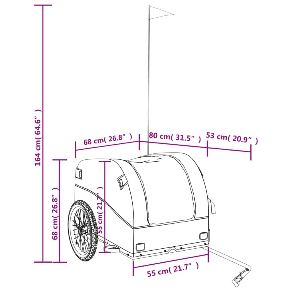 Bike Trailer Black 45 kg Iron 94136