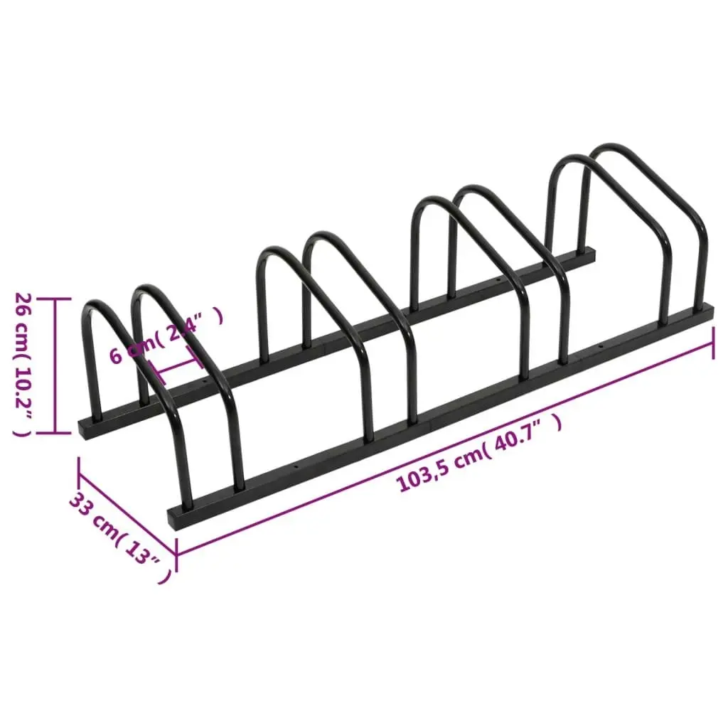 Bike Rack for 4 Bikes Black Steel 154424