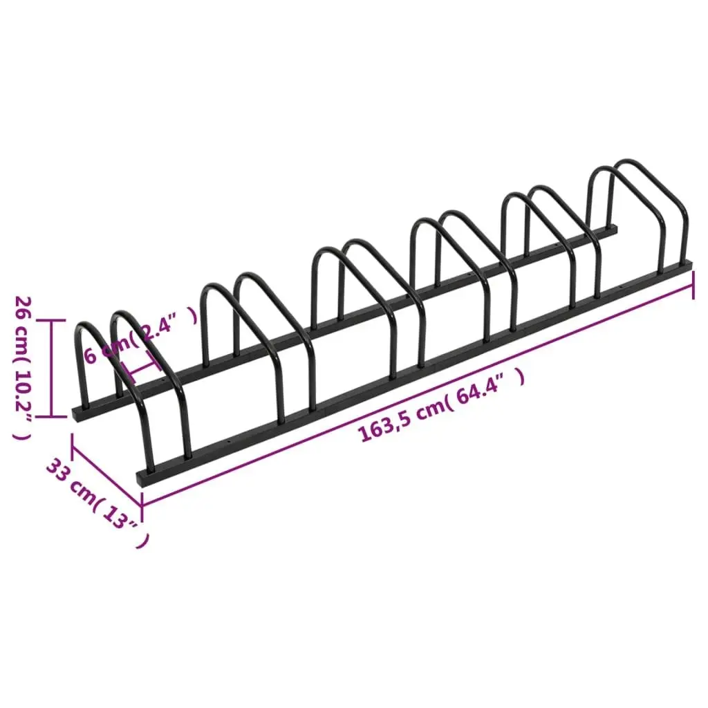 Bike Rack for 6 Bikes Black Steel 154426