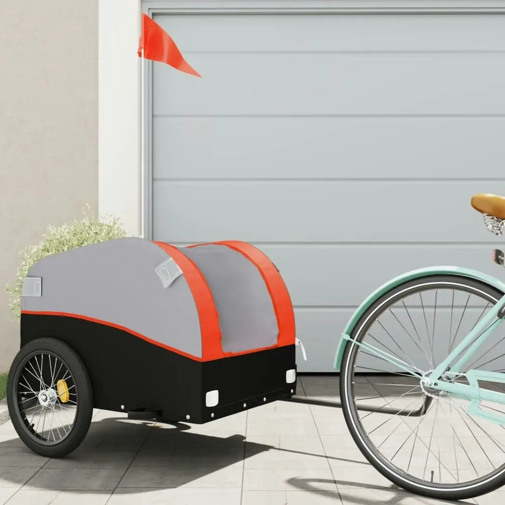 Bike Trailer Black and Orange 45 kg Iron 94124