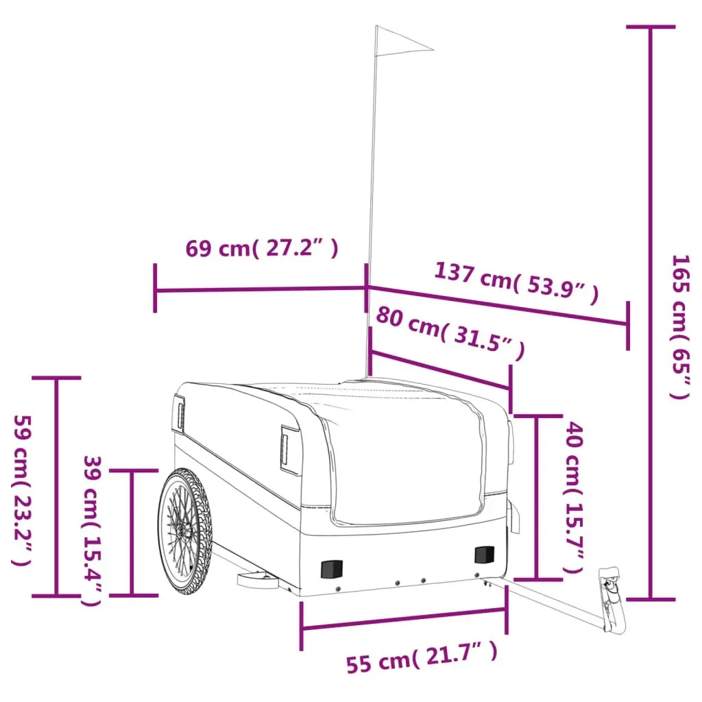 Bike Trailer Black and Grey 45 kg Iron 94049