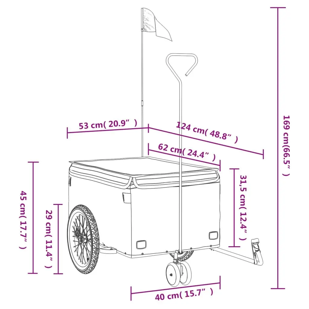 Bike Trailer Black and Yellow 30 kg Iron 94099