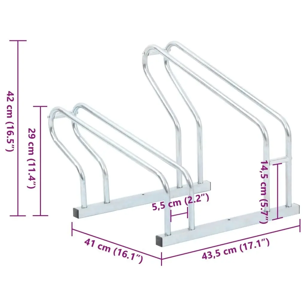 Bicycle Stand for 2 Bikes Floor Freestanding Galvanised Steel 4005573