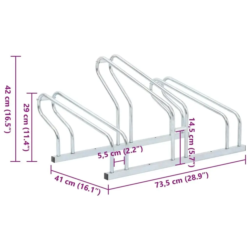 Bicycle Stand for 3 Bikes Floor Freestanding Galvanised Steel 4005574