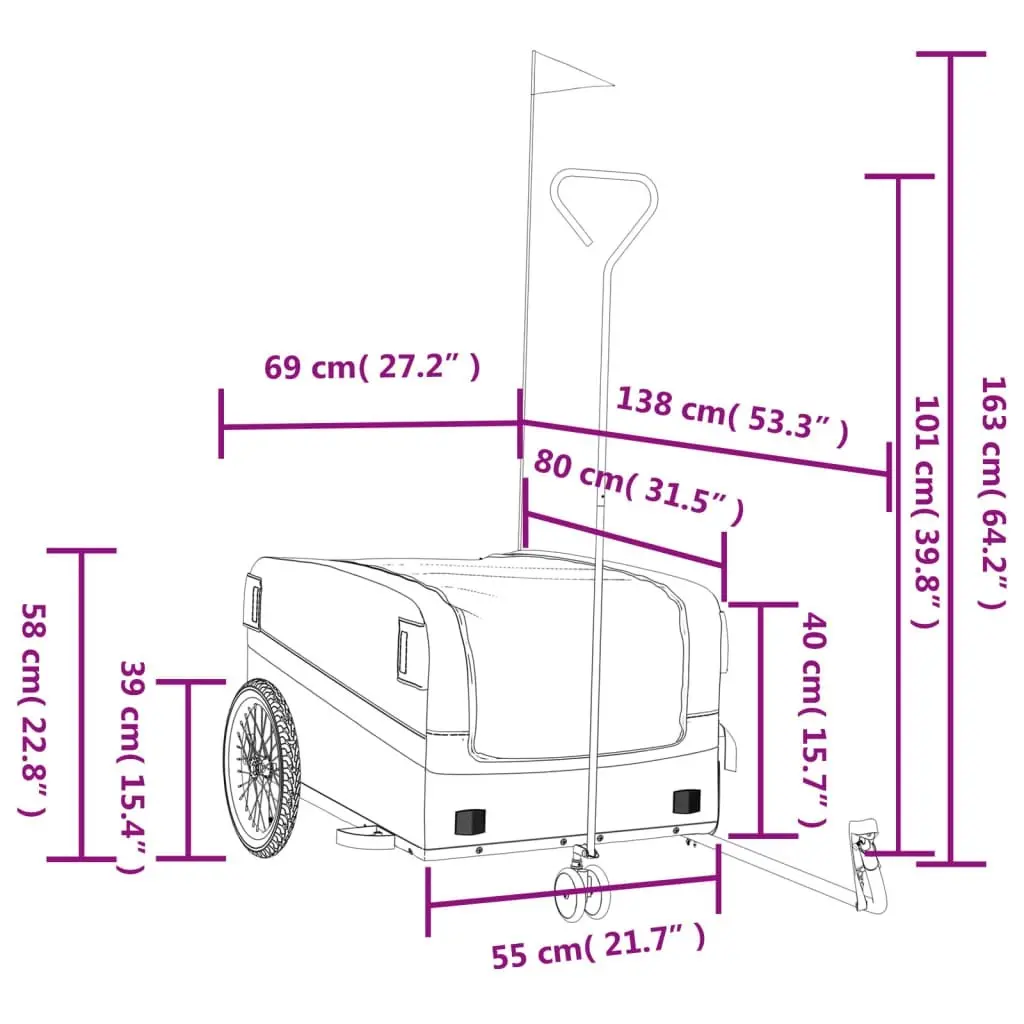 Bike Trailer Black and Grey 45 kg Iron 94070