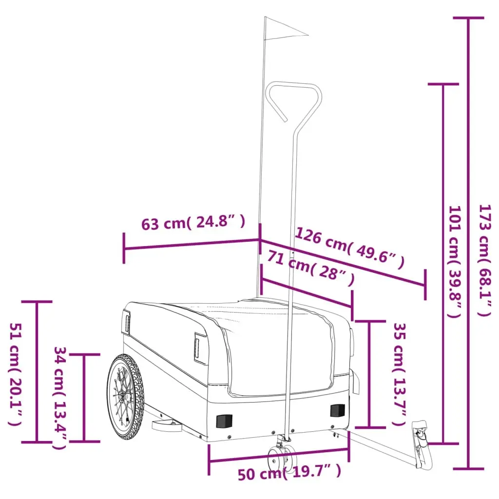 Bike Trailer Black 45 kg Iron 94066