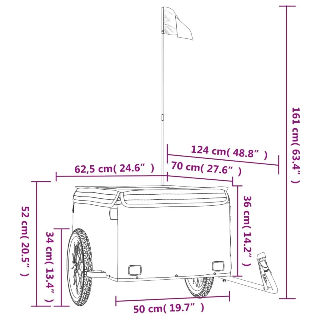 Bike Trailer Black 45 kg Iron 94087