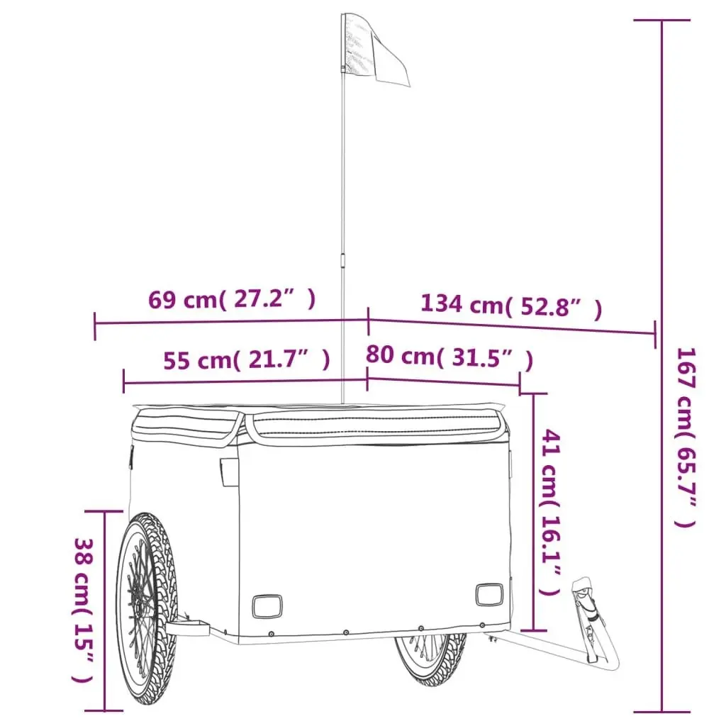 Bike Trailer Black and Grey 45 kg Iron 94091