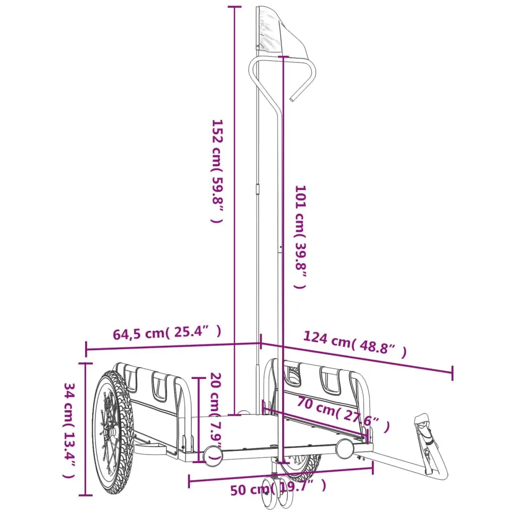 Bike Trailer Red Oxford Fabric and Iron 94188