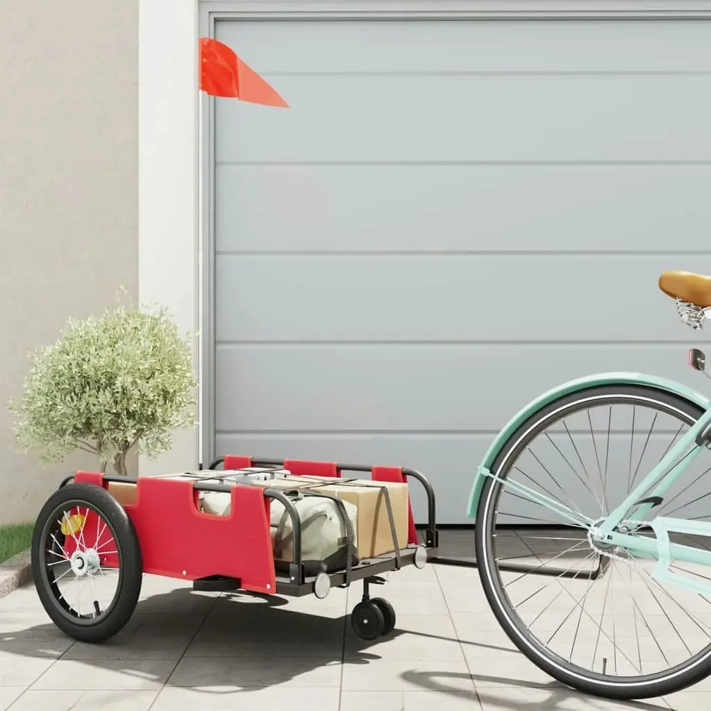 Bike Trailer Red Oxford Fabric and Iron 94188