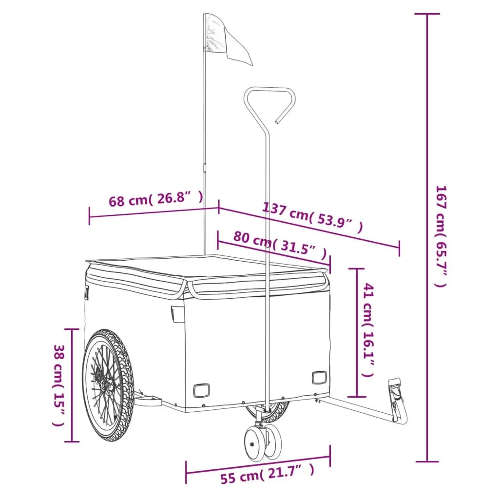 Bike Trailer Black 45 kg Iron 94115