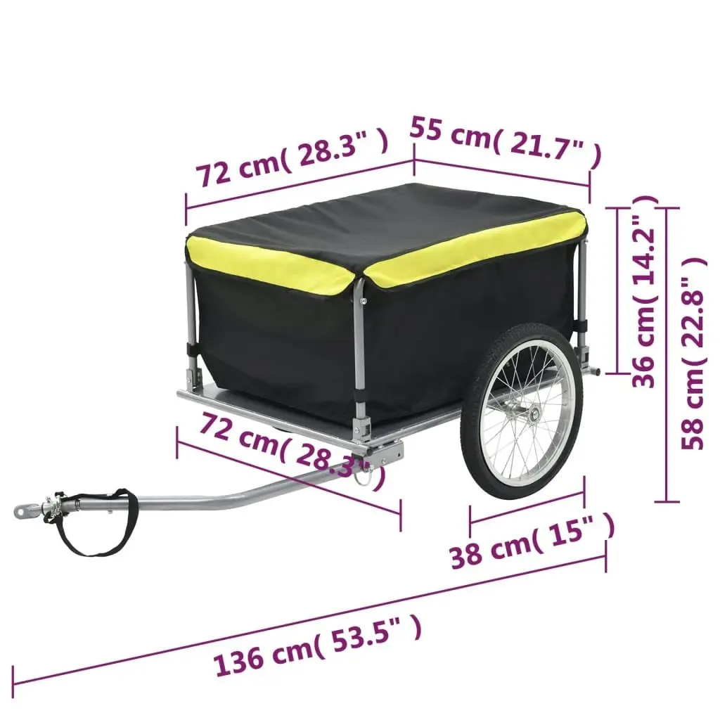 Bike Trailer Black and Yellow 65 kg 91684