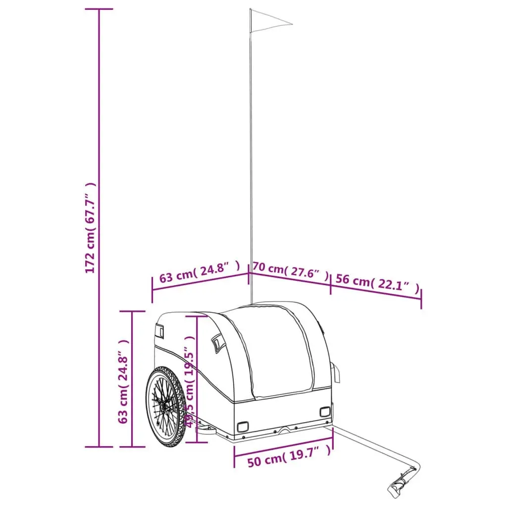 Bike Trailer Black 45 kg Iron 94129