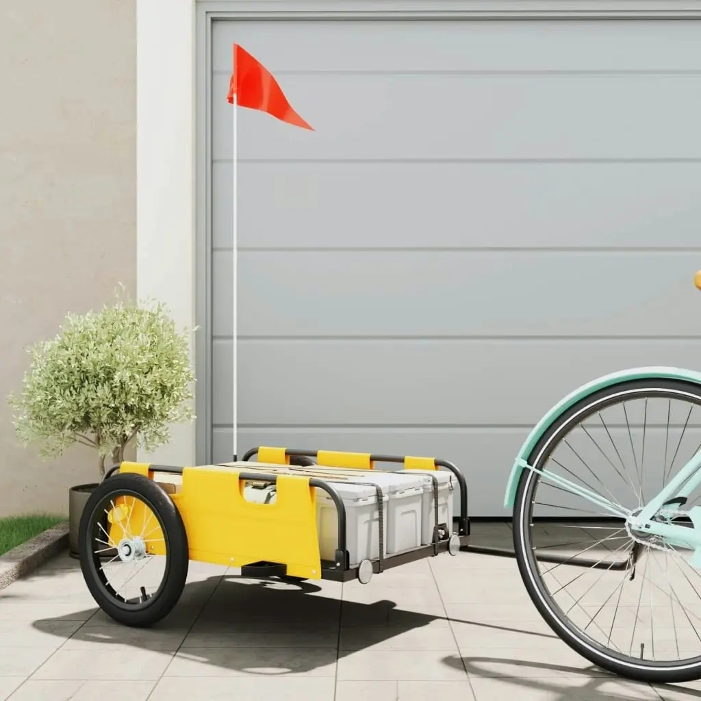 Bike Trailer Yellow Oxford Fabric and Iron 94169