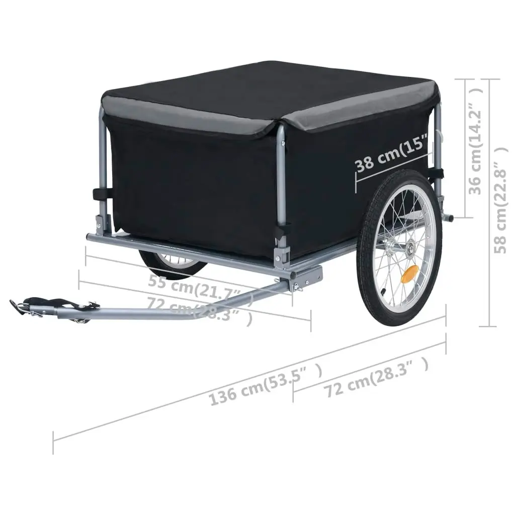 Bike Trailer Black and Grey 65 kg 92590