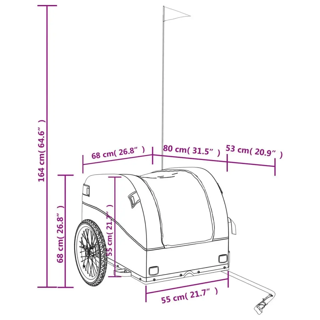 Bike Trailer Black and Grey 45 kg Iron 94133