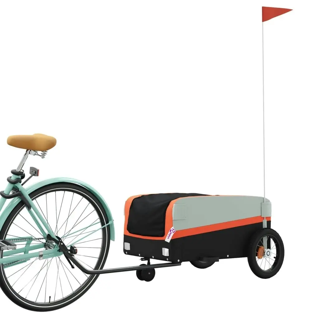 Bike Trailer Black and Orange 30 kg Iron 94054