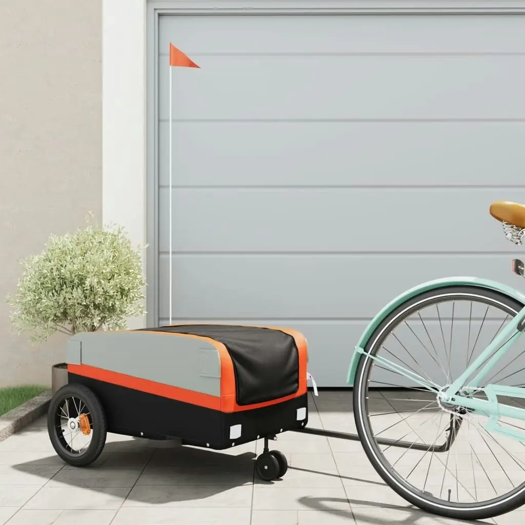 Bike Trailer Black and Orange 30 kg Iron 94054