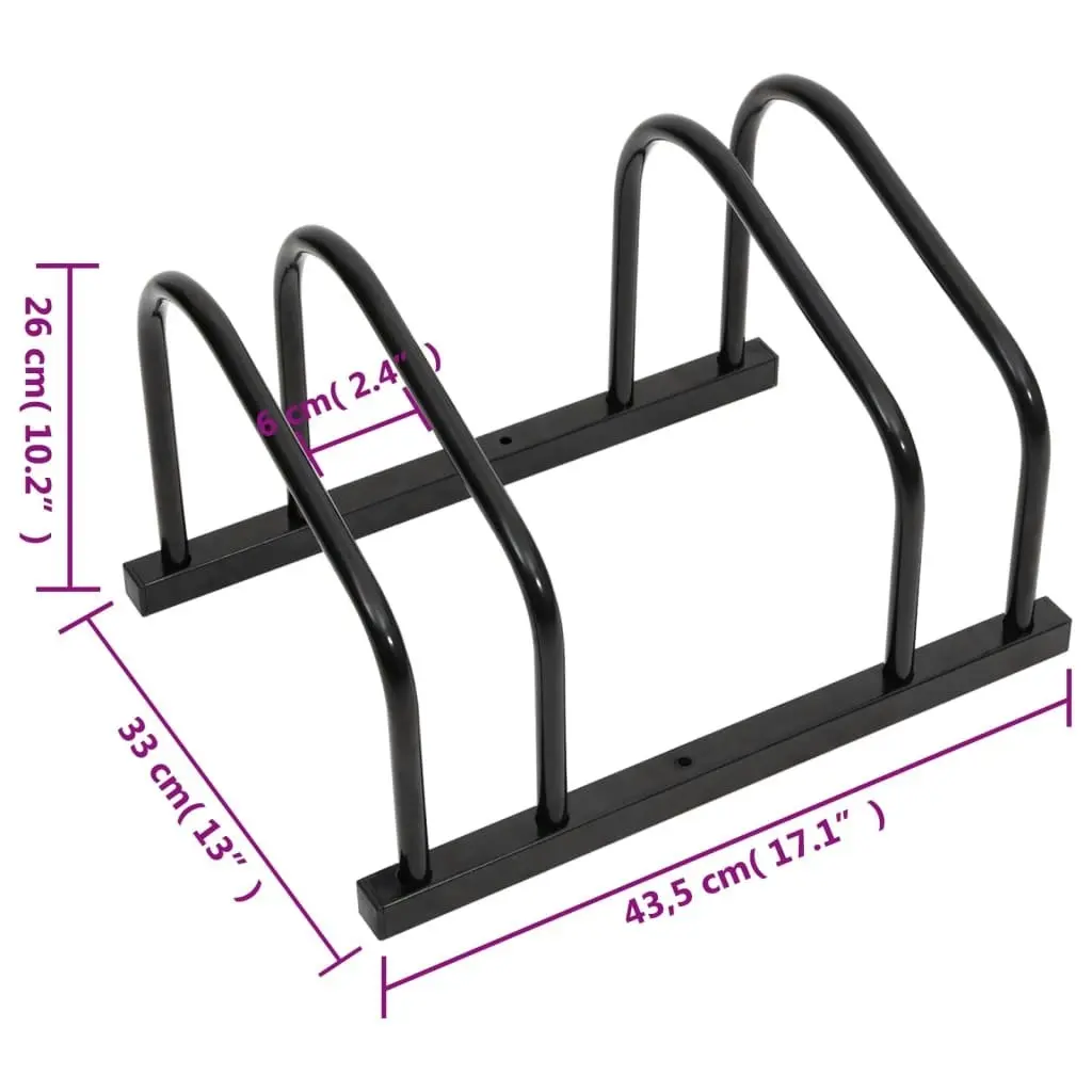 Bike Rack for 2 Bikes Black Steel 154422