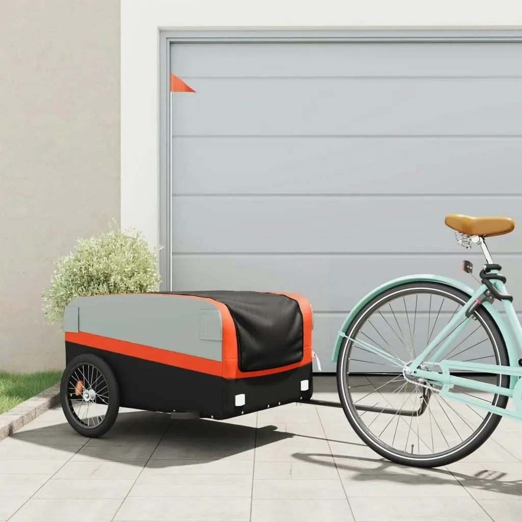 Bike Trailer Black and Orange 45 kg Iron 94047