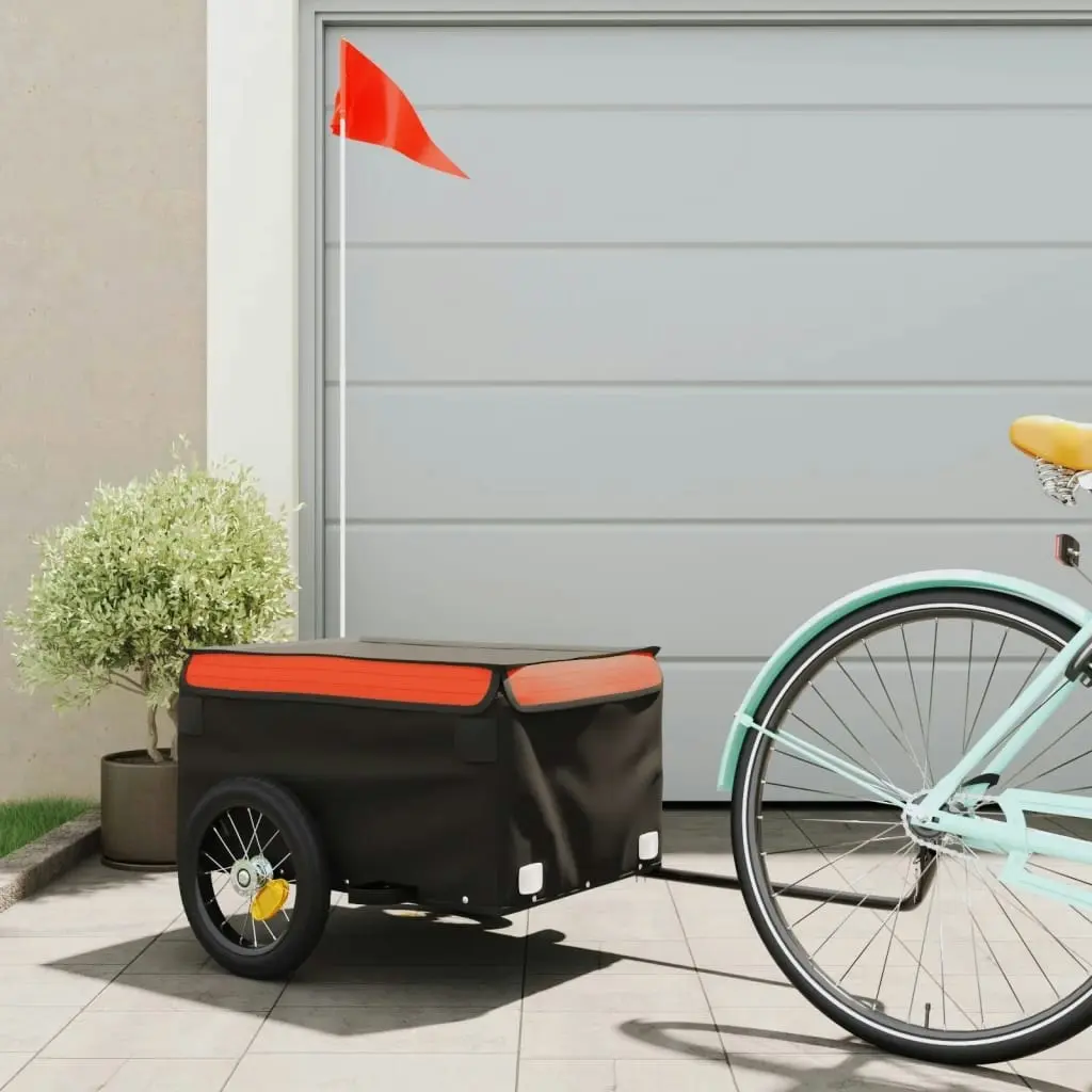 Bike Trailer Black and Orange 30 kg Iron 94075