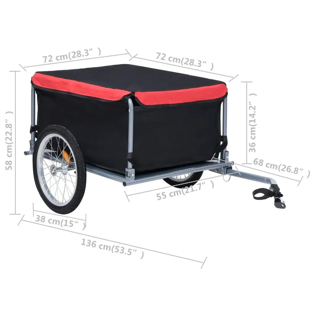 Bike Trailer Black and Red 65 kg 92588