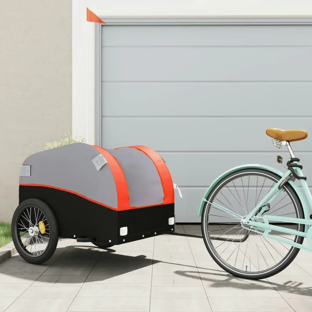 Bike Trailer Black and Orange 45 kg Iron 94131