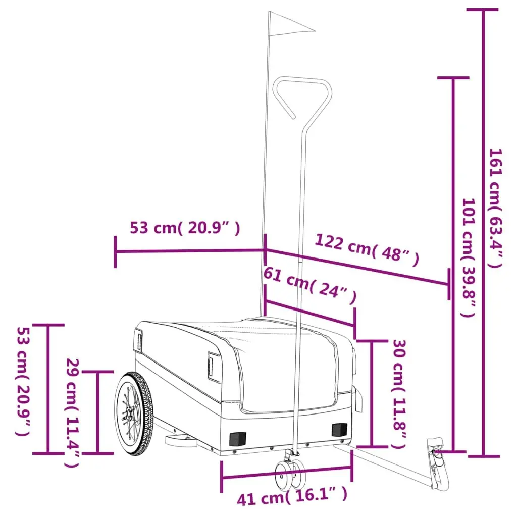 Bike Trailer Black and Grey 30 kg Iron 94056