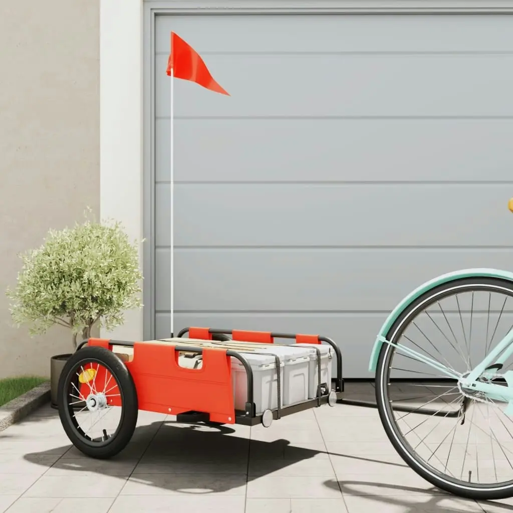 Bike Trailer Orange Oxford Fabric and Iron 94166