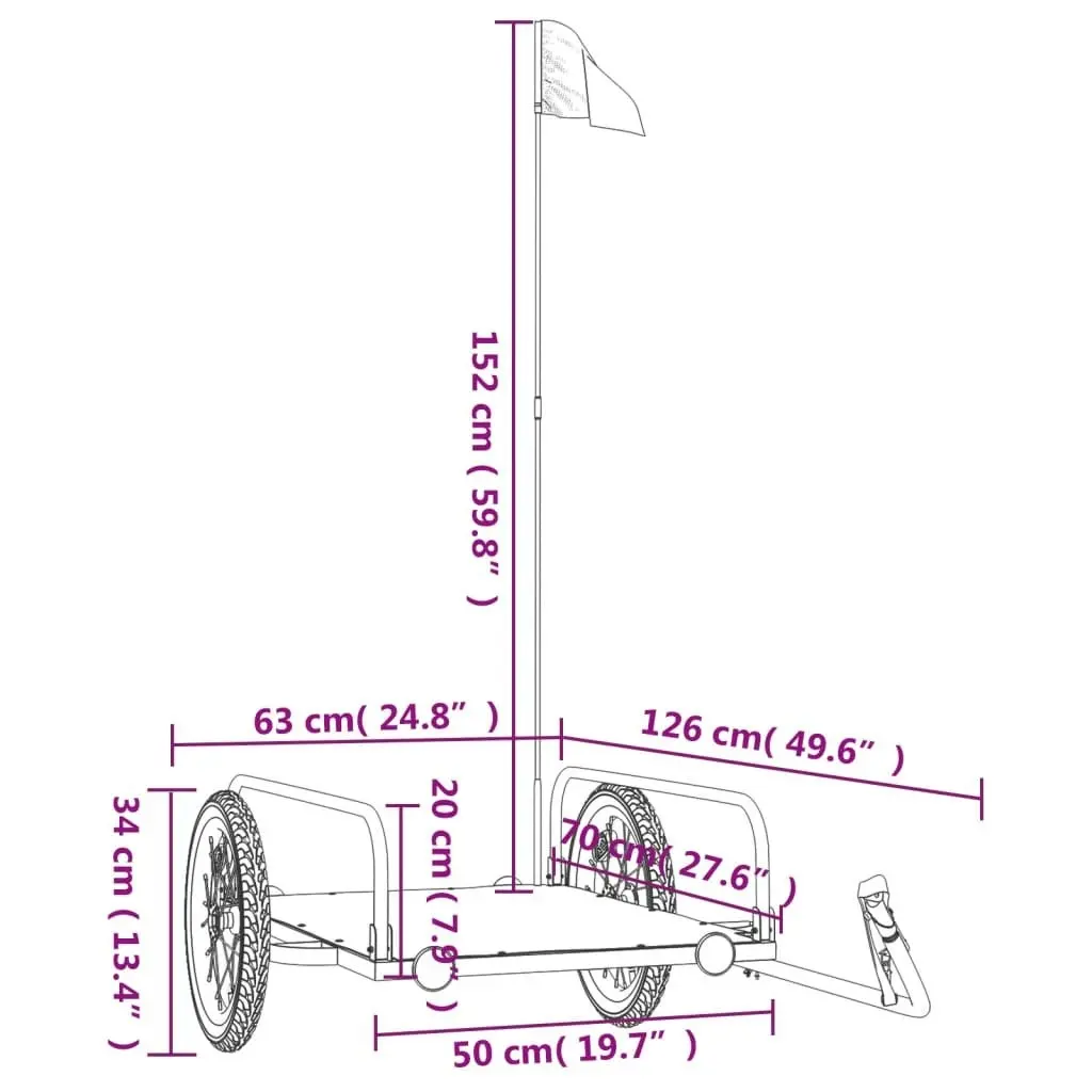 Bike Trailer Black 126x63x34 cm Iron 94202