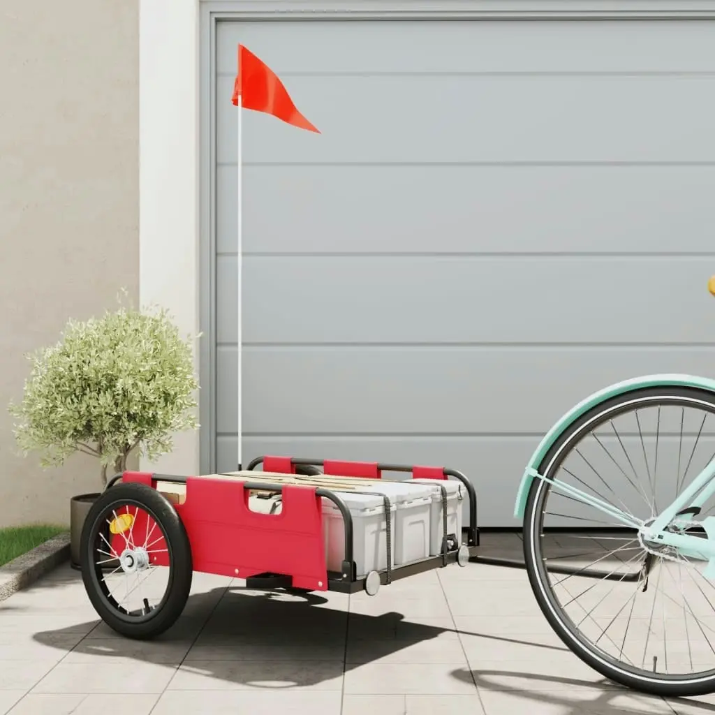 Bike Trailer Red Oxford Fabric and Iron 94167