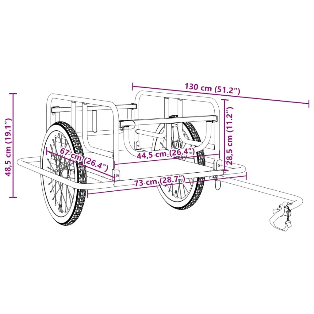 Bike Trailer 130x73x48.5 cm Steel Black 91770