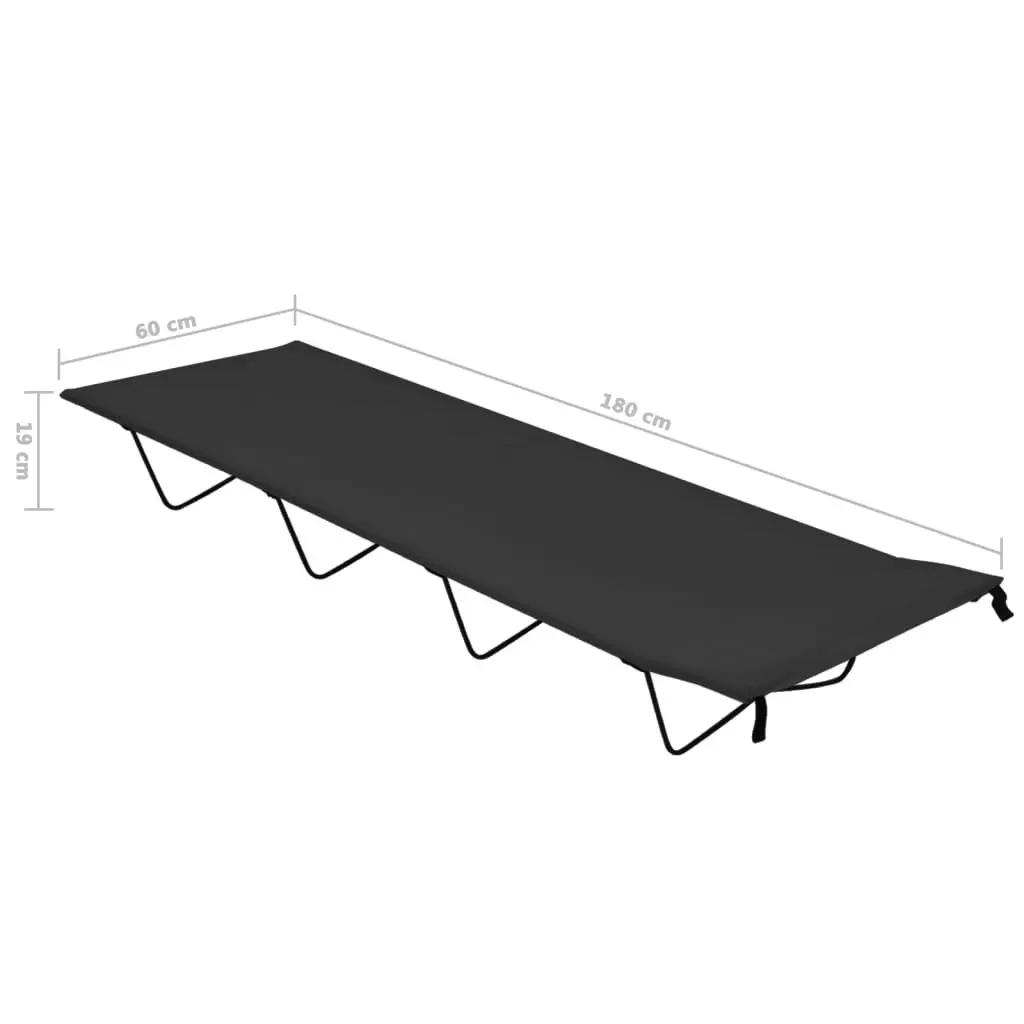 Camping Bed 180x60x19 cm Oxford Fabric and Steel Black 312479