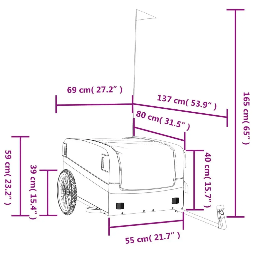 Bike Trailer Black 45 kg Iron 94052