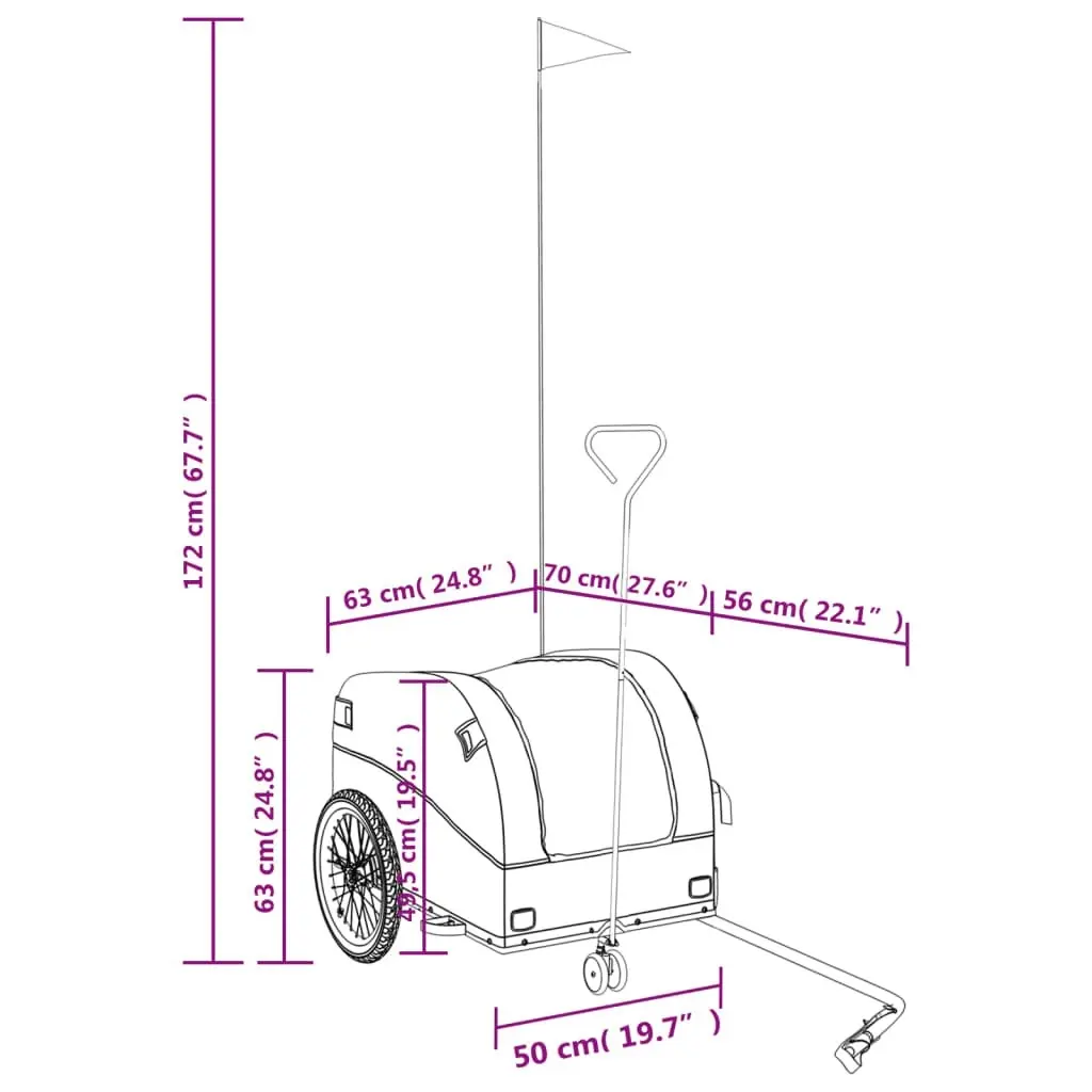 Bike Trailer Black 45 kg Iron 94150