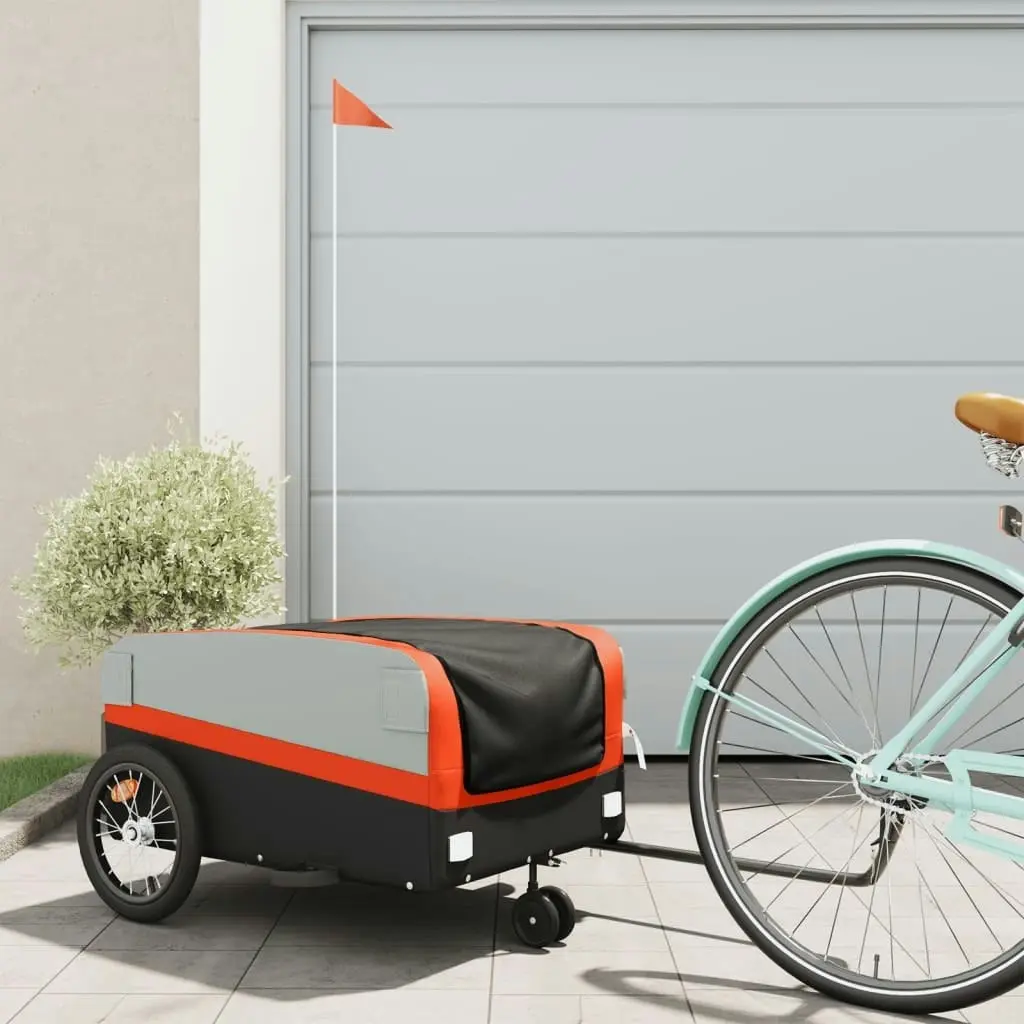 Bike Trailer Black and Orange 45 kg Iron 94068