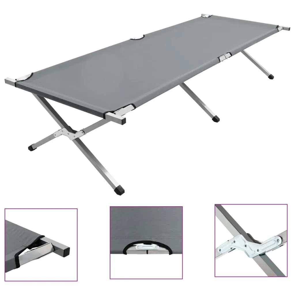 Camping Bed 210x80x48 cm XXL Grey 47738