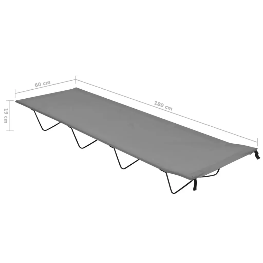 Camping Bed 180x60x19 cm Oxford Fabric and Steel Grey 312481