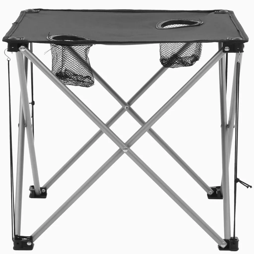 Camping Table and Chair Set 3 Pieces Grey 44384