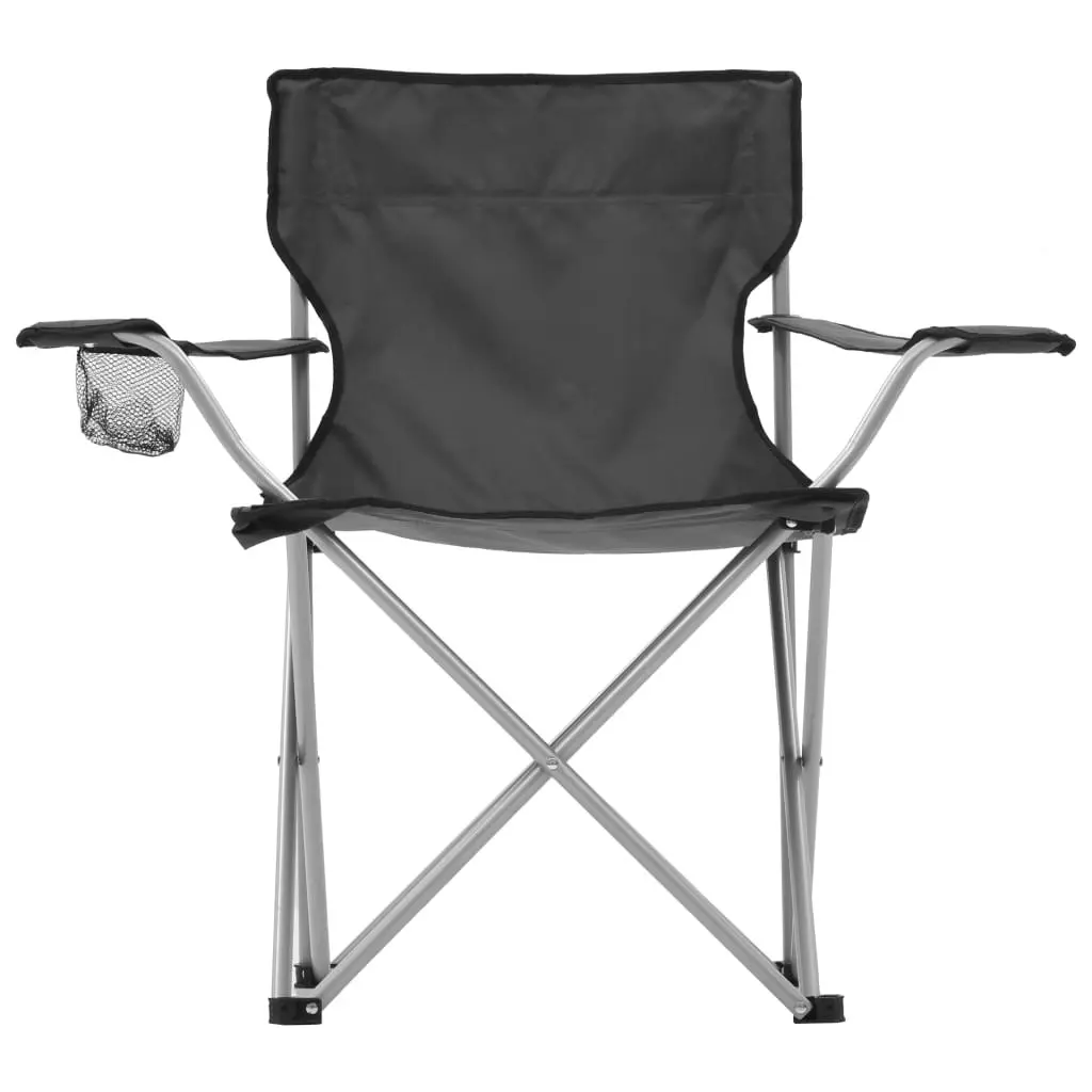 Camping Table and Chair Set 3 Pieces Grey 44384