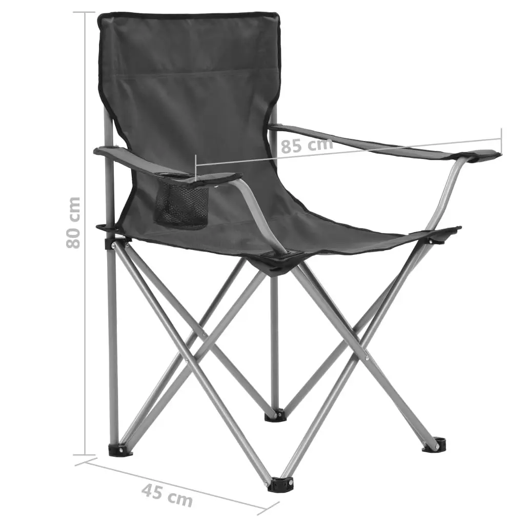 Camping Table and Chair Set 3 Pieces Grey 44384