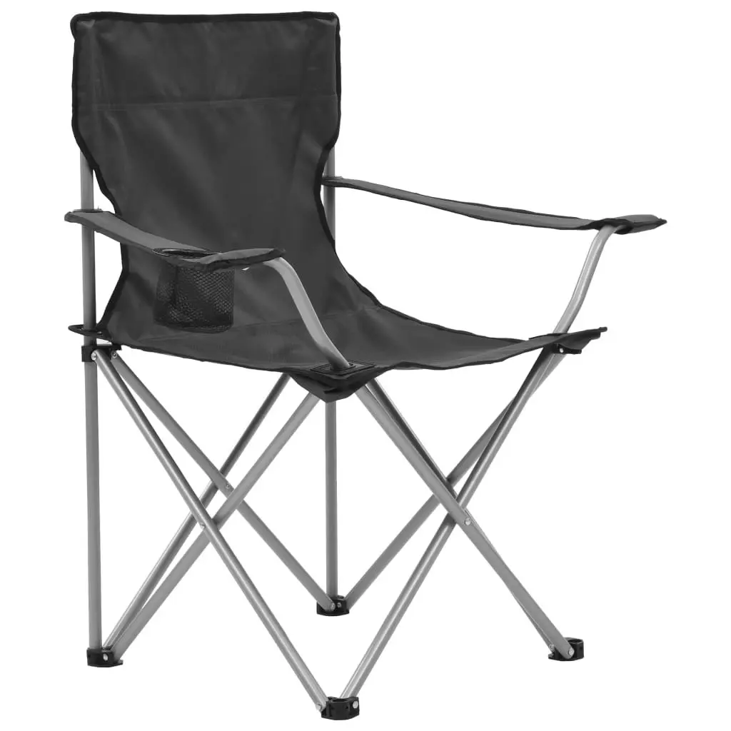 Camping Table and Chair Set 3 Pieces Grey 44384