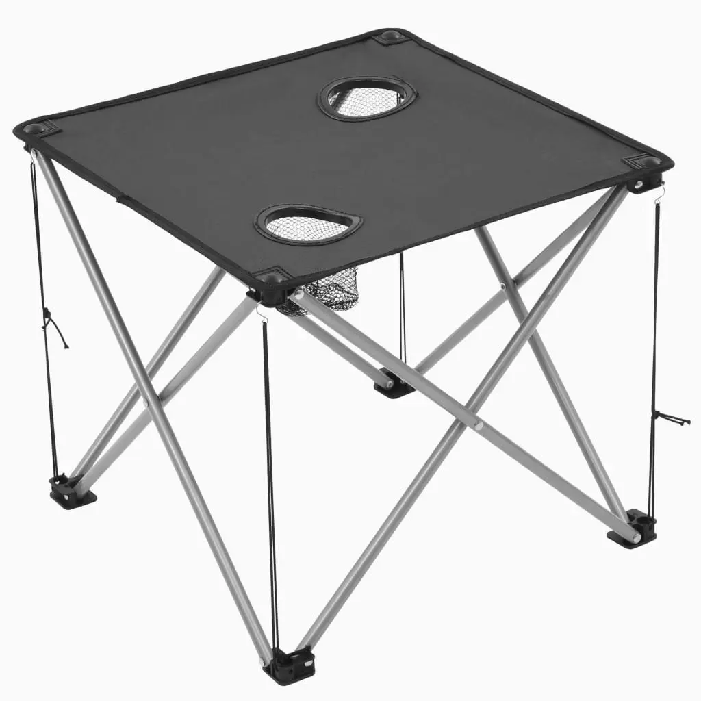 Camping Table and Chair Set 3 Pieces Grey 44384