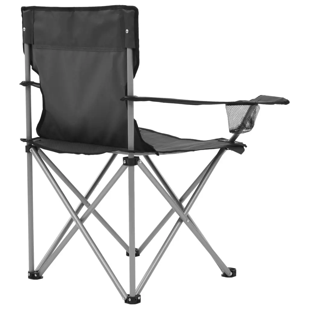 Camping Table and Chair Set 3 Pieces Grey 44384