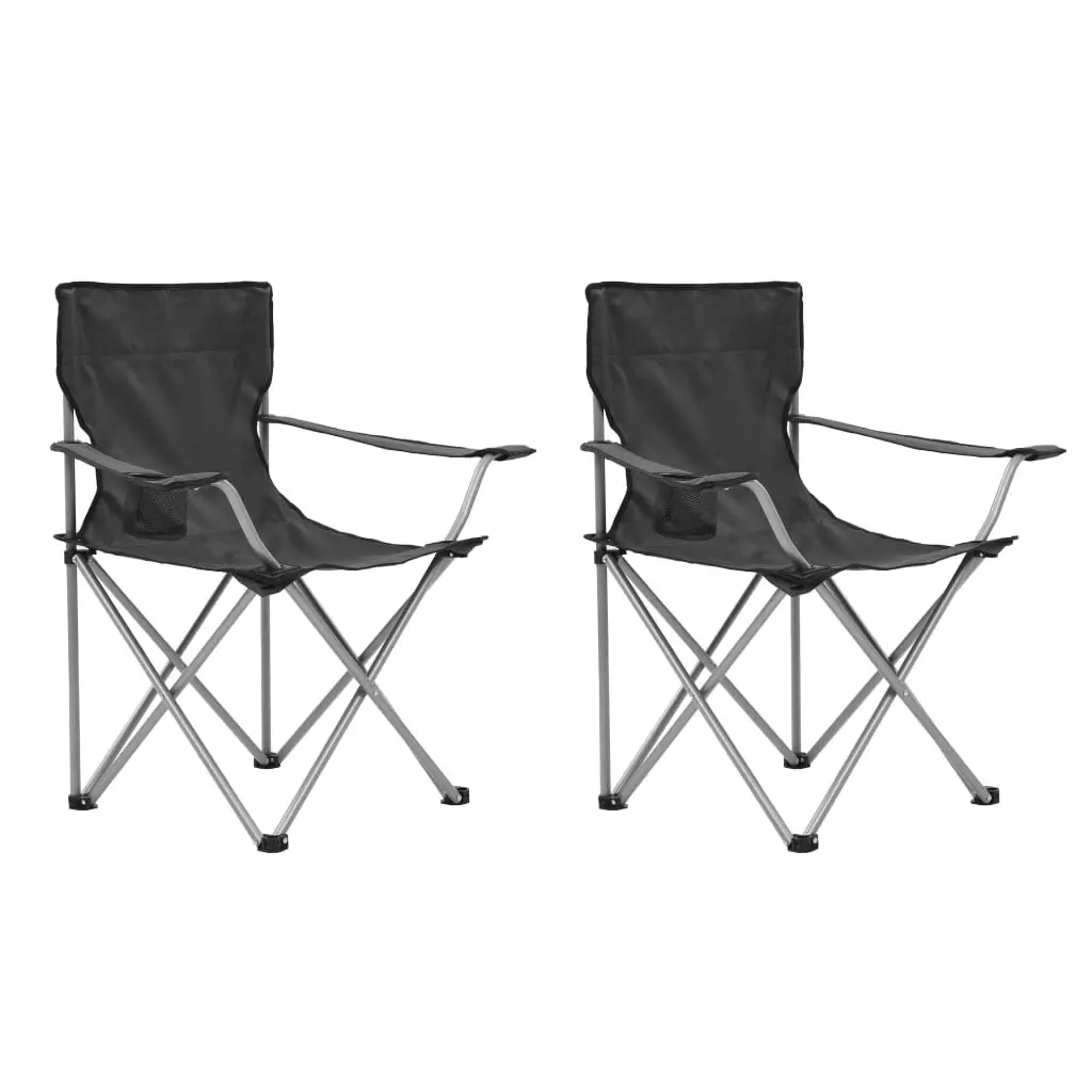 Camping Table and Chair Set 3 Pieces Grey 44384