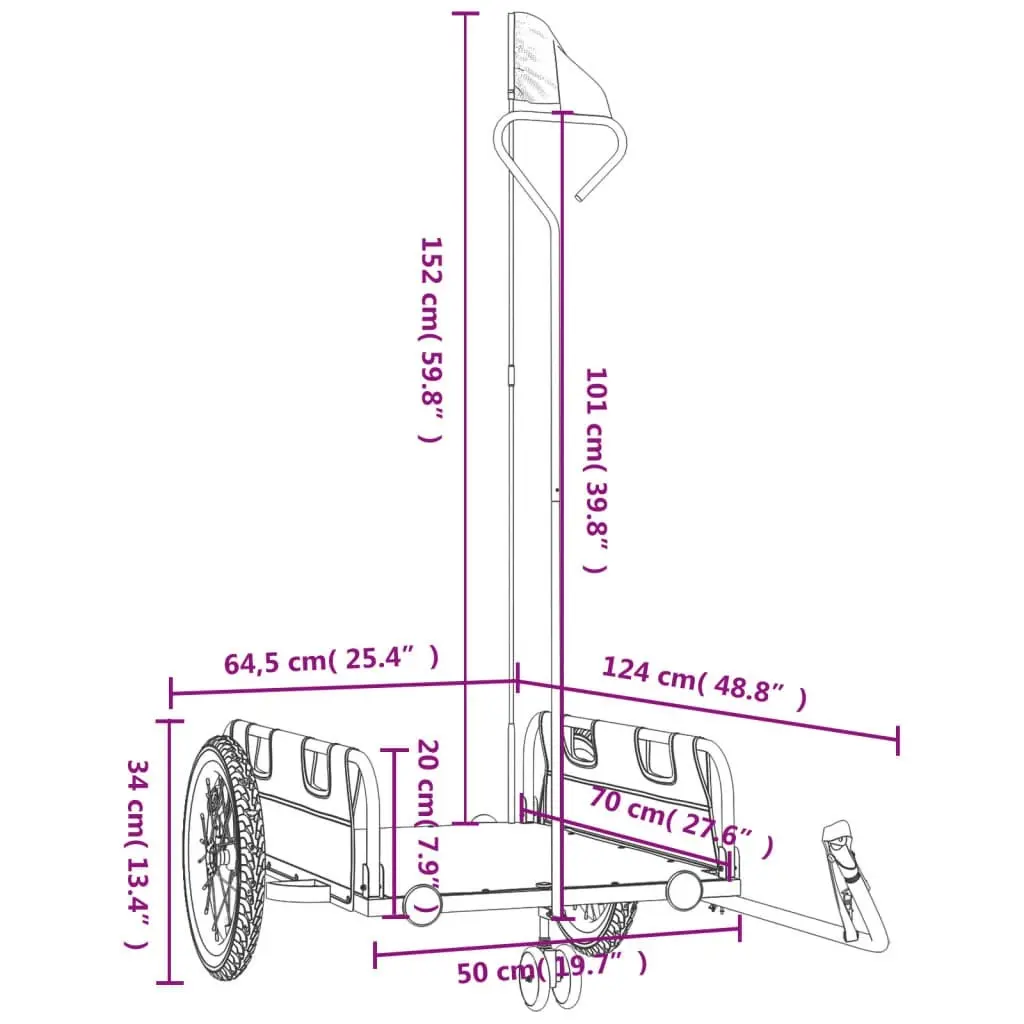 Bike Trailer Yellow Oxford Fabric and Iron 94190