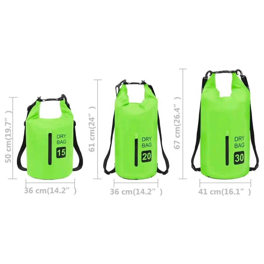 Dry Bag with Zipper Green 30 L PVC 92778